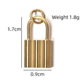 Gold lock-shaped pendant with vertical stripes, measures 1.7x0.9cm and weighs 1.8g - Striped Lock Shape Pendant (BXGPJ202)
