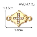 Gold plated cross pendant connector for DIY jewelry making with zircon stones - Zircon Cross Connector (BXGPJ197)