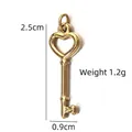Gold heart-shaped key pendant in stainless steel, 2.5cm height and 0.9cm width - Classic Heart Key Pendant (BXGPJ196)
