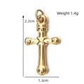 Polished golden stainless steel cross pendant with 2.2cm height and 1.3cm width dimensions - Rounded Cross Gold Pendant (BXGPJ193)