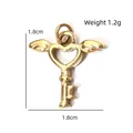 Golden heart wing key pendant in stainless steel, 1.8cm x 1.8cm geometric jewelry charm - Winged Heart Key Pendant (BXGPJ192)