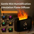 Black matte flame humidifier with colorful LED light settings for home aromatherapy - Black 7-Color Light