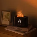 Matte black flame humidifier and essential oil diffuser with realistic warm mist effect - Black Warm Light