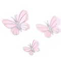 Three-piece set of pink butterfly cake toppers with silver glitter edges in varying sizes - Silver Pink Butterfly