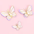 3D layered purple and white butterfly cake toppers with pearls and gold accents - Pearl Purple Butterfly