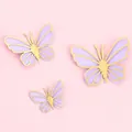 3D hollow purple and gold paper butterfly cake toppers in three sizes for party decor - Gold Purple Butterfly