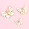Elegant 3D layered green and white pearl butterfly cake topper with gold hollow detail - Pearl Green Butterfly