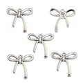 Five shiny silver alloy bow charms for DIY jewelry making necklaces and bracelets - No. 27 Bowknot-Silver-24*24mm