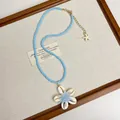 Blauwe kralenketting met schelpenbloem en zeesterhanger voor de zomerse stijl - Type C-Blauwe Kralen Kokosnoot Boom