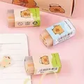 Cute cartoon capybara sandwich eraser set for students in various pastel colors - New Capybara