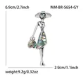 Vintage-Brosche für Damen mit echter Abalone-Muschel in Silberlegierung, 6,9 cm x 2,9 cm - Grau (MM-BR-5654-GY)