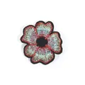Detailed five-petal flower embroidery patch in red and gold for DIY fashion accessories - Five-Petal Floral Embroidery Style (P-020)