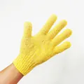 Heldergele exfoliërende douchehandschoen met vijvingerig nylon vezelontwerp - OPP Zak / Geel