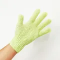 Exfoliërende badhandschoen in lichtgroen nylon met elastische pols voor lichaamsreiniging - OPP Zak / Groen