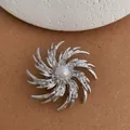Elegant silver fireworks pearl brooch with a swirling radial design for suit accessories - Silver (B-06)