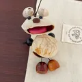 Handmade walnut shell bear wind chime charm with rustic natural wood texture for gifts - Cute Bear (S-114)