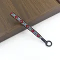 Etnische geweven band met geometrisch patroon en zwarte metalen ring voor sleutels - Meerkleurig F#