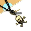 Collana in pelle punk vintage con ciondolo teschio e cordino regolabile da uomo - Stile Teschio
