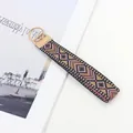 Bohemian geometric jacquard woven wristlet keychain with gold metal hardware - Geometric Pattern E