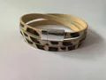 Meerlaagse wikkelarmband van imitatieleer met luipaardprint en zilveren magneetsluiting - Luipaardprint