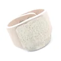 Chic pink leather wide cuff bracelet with a large engraved textured metal plate and snap button - White