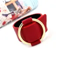 Fashion wide red faux leather cuff bracelet with a large polished gold metal ring accent - Red