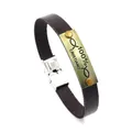 Religious Cristiano brown leather bracelet with stainless steel clasp on a white background - Brown