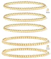 Detail of 5-piece stackable 18K gold bead bracelet set featuring 3mm and 4mm beads - Gold Round and Square Bead Style (BR8015)