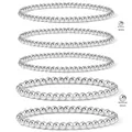 Detail view of 5-piece silver beaded bracelet set with 4mm and 6mm stainless steel beads - Silver Round Bead Style (BR8012)