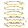 Detail of 4mm and 6mm 18K gold-plated stainless steel beaded stretch bracelets set - Gold Round Bead Style (BR8014)