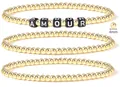 Detail of 4mm 18K gold-plated beaded bracelet set with AMOUR letter charm cubes - Gold AMOUR Letter Style (BR8020)