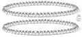 Detailed view of two 4mm polished stainless steel beaded elastic bracelets in silver tone - Silver Double Strand Bead Style (BR8022)