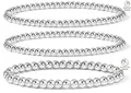 Detail showing 4mm and 6mm polished stainless steel beaded bracelets on white background - Silver Triple Strand Bead Style (BR8023)