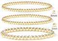 Detail view of 4mm and 6mm 18K gold plated beaded elastic bracelets in a 3-piece set - Gold Triple Strand Bead Style (BR8024)