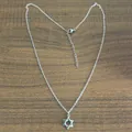Silver stainless steel David Star pendant necklace with lobster clasp on wood - Steel