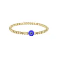 Macro detail of golden stainless steel beads and blue Evil Eye charm bracelet - Basic Style / Silver