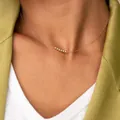 Minimalist 18K gold plated stainless steel necklace with sliding gold beads for women - Steel