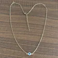 Blue Evil Eye necklace with gold-plated stainless steel chain and adjustable clasp - White Eye Gold
