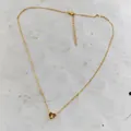Golden stainless steel heart pendant necklace with engraved letter A on a chain - Style A-Steel Color