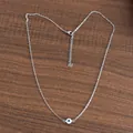 Silver evil eye necklace with light blue pendant and adjustable stainless steel chain - White Eye Steel
