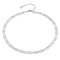Detailed close-up of triple-layered silver chain with small metal beads and zircon charm - Triple Layer / Long / Steel