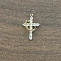 18K gold plated brass cross pendant with 3A cubic zirconia and a golden ring orbit - Crown Cross Gold