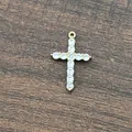 Detail shot of 18K gold plated brass cross pendant with micro-pave 3A cubic zirconia stones - Cross Accessory Gold