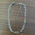 Detail of silver paperclip chain with lobster clasp and adjustable extension link - Silver (Style 1)