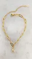 Gouden paperclip ketting armband met een schitterende micro-ingelegde zirkoon letter K - Enkele Letter Stijl X / Goud