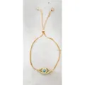 Verstelbare gouden evil eye armband met blauw midden en zirkonia versieringen - Enkele Oog Stijl Z / Goud
