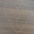 Silver bead chain body necklace in stainless steel with lobster clasp and extension - Tail Chain without Rhinestone / 66+15cm / Steel
