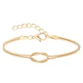 18K gold plated stainless steel double snake chain bracelet with a central knot design - Gold