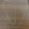 Silver multi-layer stainless steel body chain with fine twist links and adjustable lobster clasp - Steel
