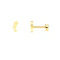 Detail von 18K vergoldeten Ohrknorpel-Ohrsteckern mit einem dreifachen Stern-Design - Drei Sterne / Gold